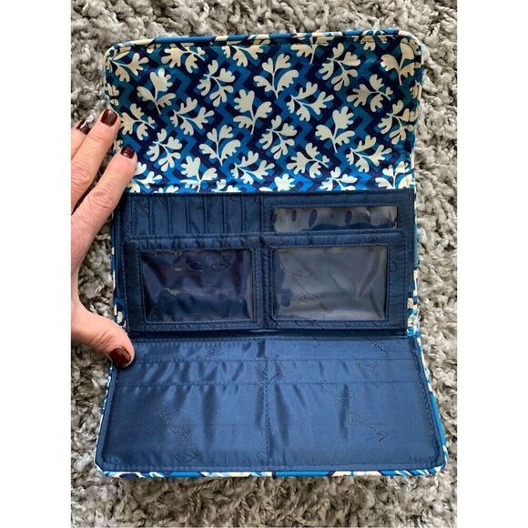 VERA BRADLEY Blue Lagoon Wave TRI FOLD CHECKBOOK Wallet QUILTED - Picture 4 of 5